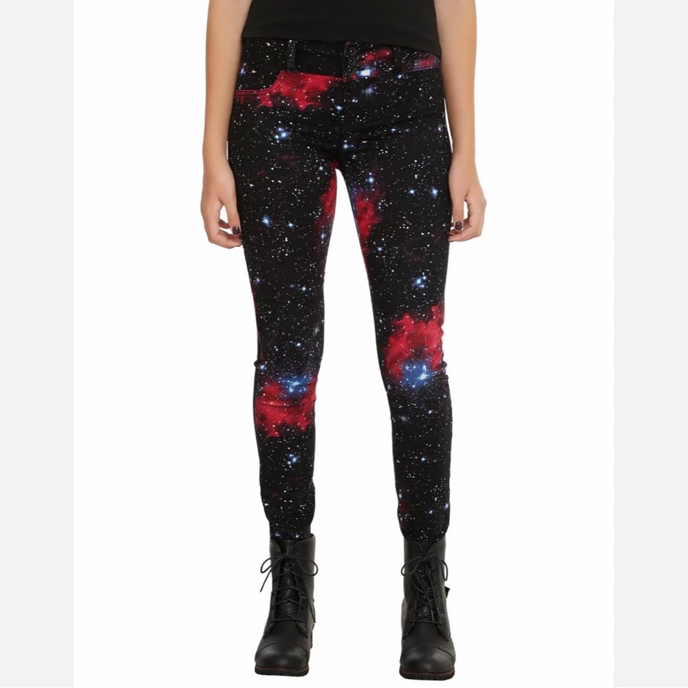 Hot Topic Blackheart Black Galaxy Print Skinny Jeans Juniors Size 5 Celestial